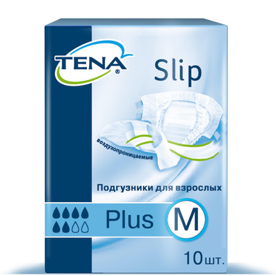 Подгузники Tena Slip plus для взрослых размер М, 10шт