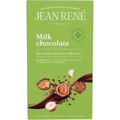 Шоколад Jean Rene молочный с фундучным пралине и фундуком, 65г