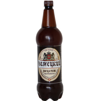 Пиво Немецкий Рецепт светлое нефильтрованное пастеризованное 4.7%, 1.3л