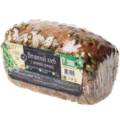 Хлеб Рижский Хлеб Веган из ржаной муки с зеленой гречкой и семенами тыквы, 300г