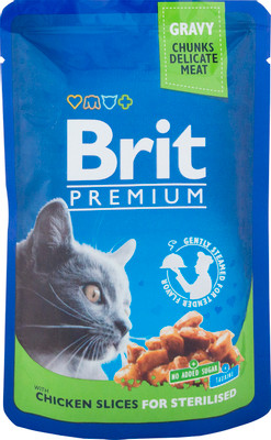 Корм Brit Premium с курицей для стерилизованных кошек, 100г