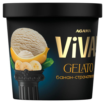 Мороженое сливочное Viva Джелато Банан-страчателла 10%, 80г