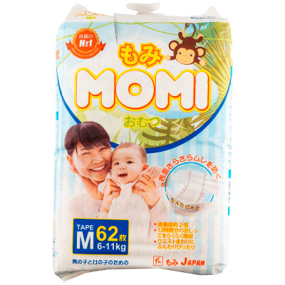 Подгузники Momi Premium р.3 6-11кг, 62шт