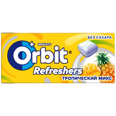 Жевательная резинка Orbit Refreshers Тропический Микс без сахара, 16г