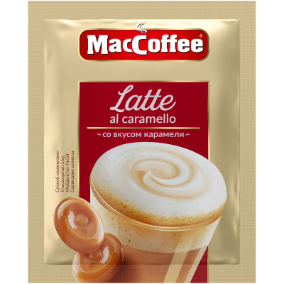 Напиток кофейный MacCoffee Latte растворимый 3 в 1 со вкусом карамели, 22г