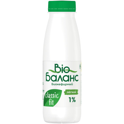 Биопродукт Био баланс Кисломолочный кефирный обогащенный бифидобактериями 1%, 330мл
