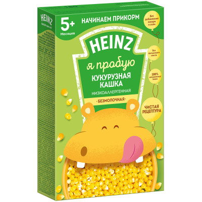 Каша Heinz кукурузная безмолочная низкоаллергенная c 5 месяцев, 180г