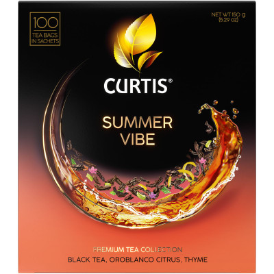 Чай Curtis Summer Vibe чёрный байховый ароматизированный с добавками, 100х1,5г