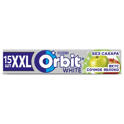 Жевательная резинка Orbit XXL Белоснежный Сочное яблоко без сахара, 20.4г