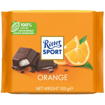 Шоколад Ritter Sport Яркий Апельсин темный с помадной начинкой, 100г