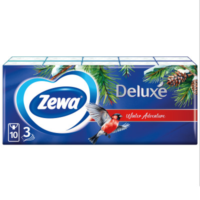 Платки носовые бумажные Zewa Deluxe, 10x10шт