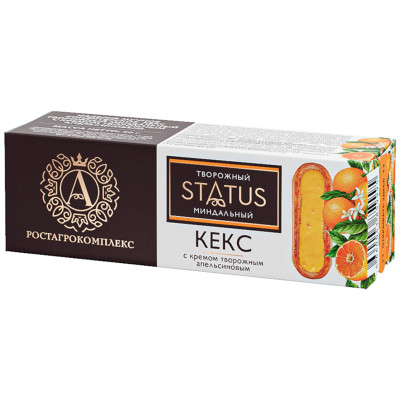 Кекс А.Ростагрокомплекс Status творожный миндальный с апельсиновым кремом, 40г
