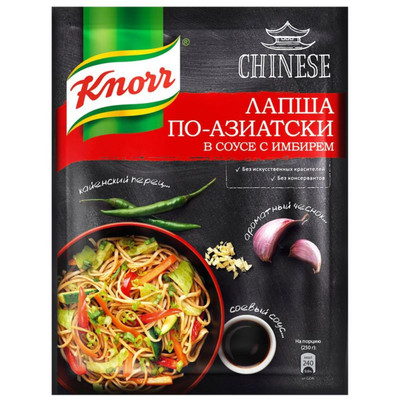 Смесь сухая Knorr На второе для лапши по-азиатски в соусе с имбирём, 30г