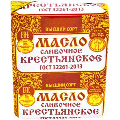 Масло сливочное Можгасыр Крестьянское 72.5%, 180г