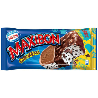 Мороженое молочное Maxibon Страчателла сэндвич ваниль-кусочки тёмного шоколада 6%, 93г