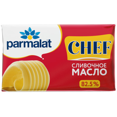 Масло Parmalat Chef сладко-сливочное несолёное 82.5%, 180г