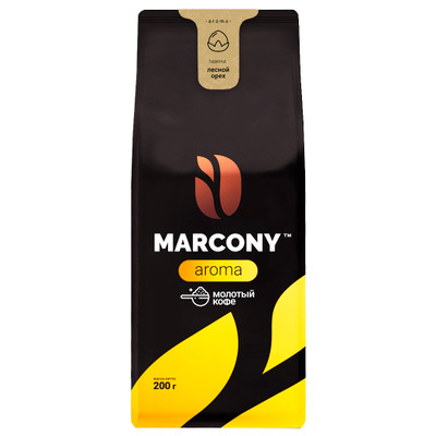 Кофе Marcony Арома жареный молотый вкус лесной орех, 200г