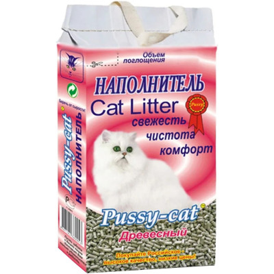 Наполнитель для кошачьих туалетов Pussy-Cat древесный, 1х3, 4.5л