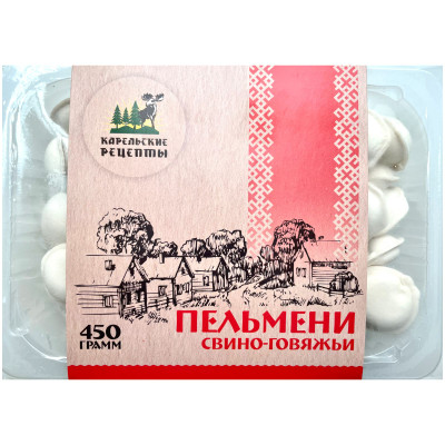 Пельмени Карельские Рецепты свино-говяжьи замороженные, 450г