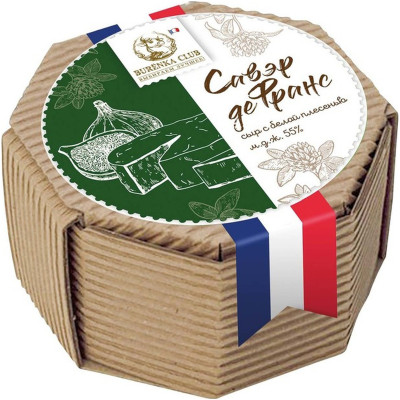 Сыр мягкий Burenka Club Савер де Франс с белой плесенью 55%, 120г