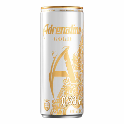 Энергетический напиток Adrenaline Gold White Цитрус-Виноград, 330мл