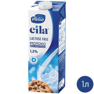 Молоко Valio Eila безлактозное с витамином D 1.5%, 1л