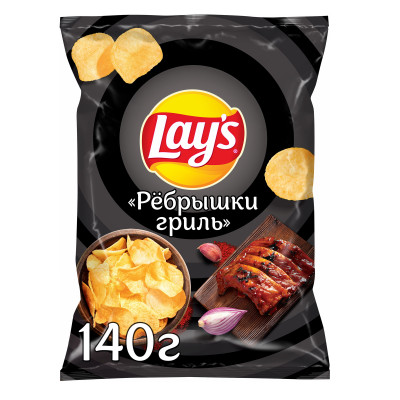 Чипсы картофельные Lay's со вкусом рёбрышки гриль, 140г