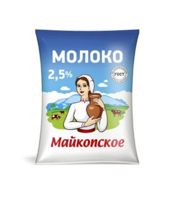 Молоко Майкопское питьевое пастеризованное 2.5%, 900мл