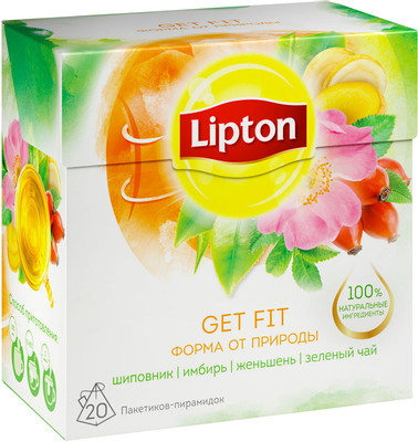 Чай Lipton Energy Surge зелёный с гуараной, кардамоном и лакрицей в пирамидках, 20x1.8г