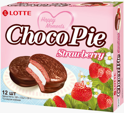 Пирожное Lotte Choco Pie Strawberry клубника, 336г