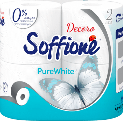 Бумага туалетная Soffione 4шт Pure White 2 слоя