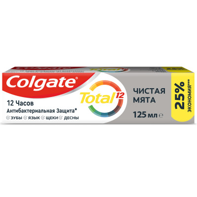 Зубная паста Colgate Total 12 Чистая мята для антибактериальной защиты всей полости рта, 125мл
