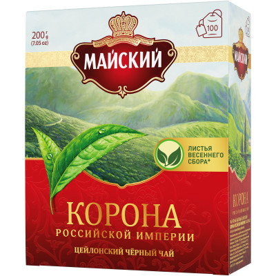 Чай Майский Корона Российской Империи чёрный в пакетиках, 100х2г