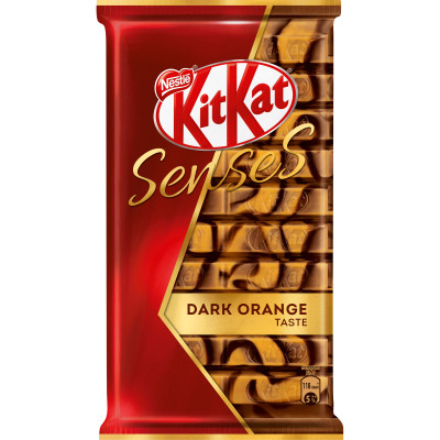 Шоколад молочный и тёмный KitKat Senses Dark Orange Taste с хрустящей вафлей, 112г
