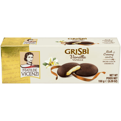 Печенье Grisbi с тёмным шоколадом с начинкой со вкусом ванили, 150г
