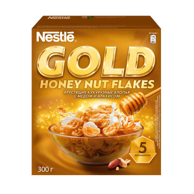 Хлопья кукурузные Gold Honey Nut Flakes с мёдом и арахисом, 300г