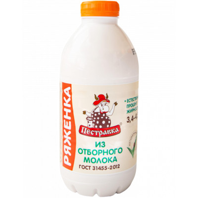 Ряженка Пестравка из цельного молока 3.4-4.5%, 750мл