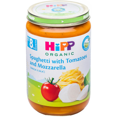 Спагетти HiPP с помидором и моцареллой, 220г
