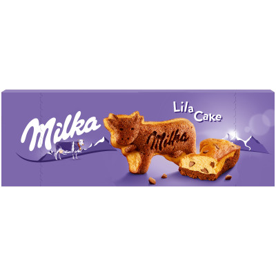 Пирожное Milka Лила Кейк двухслойное бисквитное с кусочками молочного шоколада, 5х28г