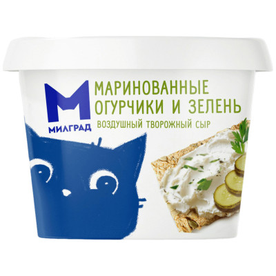 Сыр Милград воздушный с маринованными огурчиками и зеленью 60%, 130г