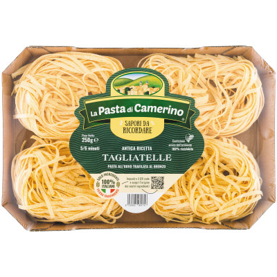 Макароны La Pasta Di Camerino Tagliatelle яичные из твёрдых сортов пшеницы гнёзда, 250г