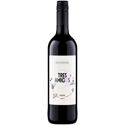 Вино Tres Amigos сортовое ординарное красное сухое 12%, 750мл
