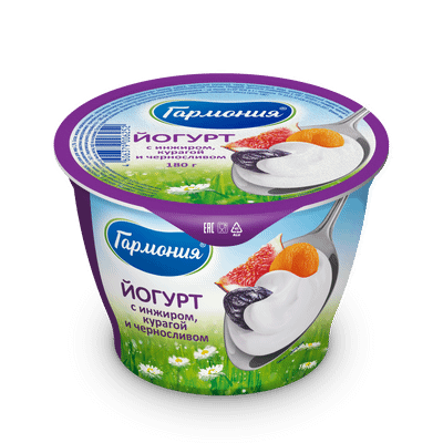 Йогурт Гармония с инжиром курагой и черносливом 2.7%, 180г