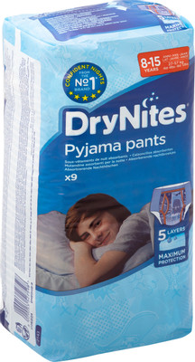 Подгузники-трусики DryNites ночные для мальчиков 8-15лет 25-57кг, 9шт