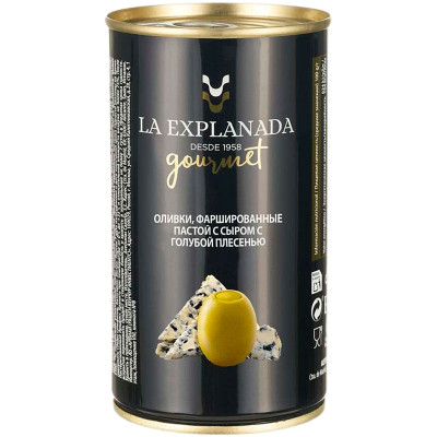 Оливки La Explanada фаршированные сырной пастой с голубой плесенью, 350г