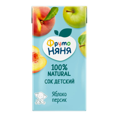 Сок ФрутоНяня яблочно-персиковый без сахара, 500мл
