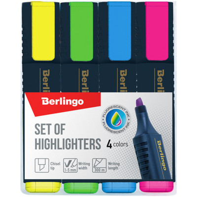 Набор текстовыделителей Berlingo Textline HL500 4 цвета 1-5мм
