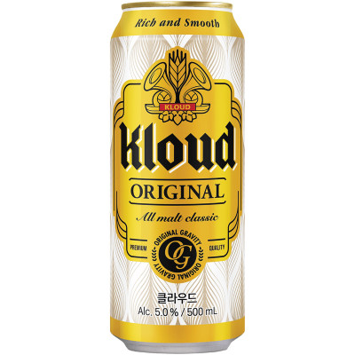 Напиток пивной Kloud Original светлый 5%, 500мл
