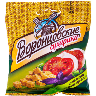 Сухарики Воронцовские пшеничные со вкусом томата и моцареллы, 40г