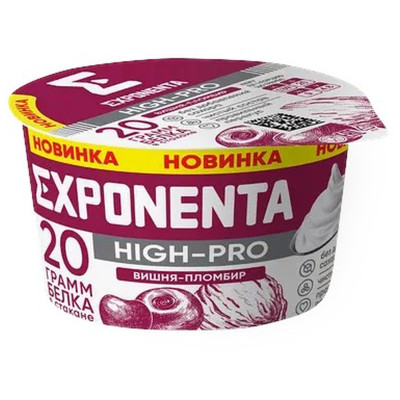 Продукт кисломолочный Exponenta Хай-Про со вкусом вишня-пломбир обезжиренный, 160г